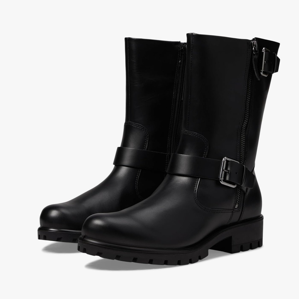 Ecco Modtray Moto Boots 5.5 36 Black NWOT Leather Ankle Booties Biker Grunge 90s